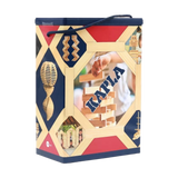 Bausteine: 200er Box im ikonischen sechseckigen KAPLA-Behälter mit Seilgriff, enthält 200 identische, nachhaltige Pinienholzplättchen, ideal für kreative Bauprojekte. Enthält ein technisches Anleitungsheft für Inspiration.