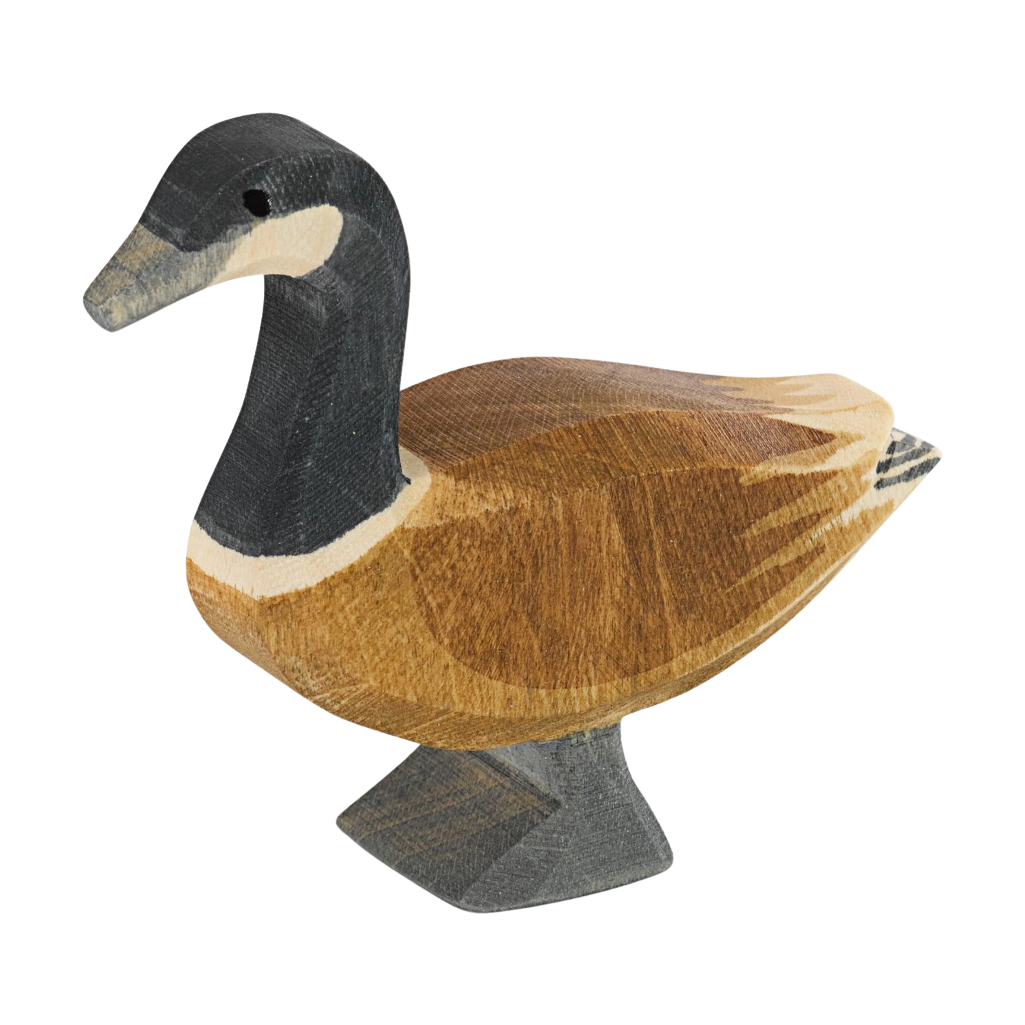 Holztier: Kanadagans stehend, ein handgefertigtes und bemaltes Holzfigur, das die markanten Merkmale einer Kanada-Gans darstellt. Perfekt für Liebhaber nachhaltiger, regional produzierter Kunstwerke bei KLICKKLACK.