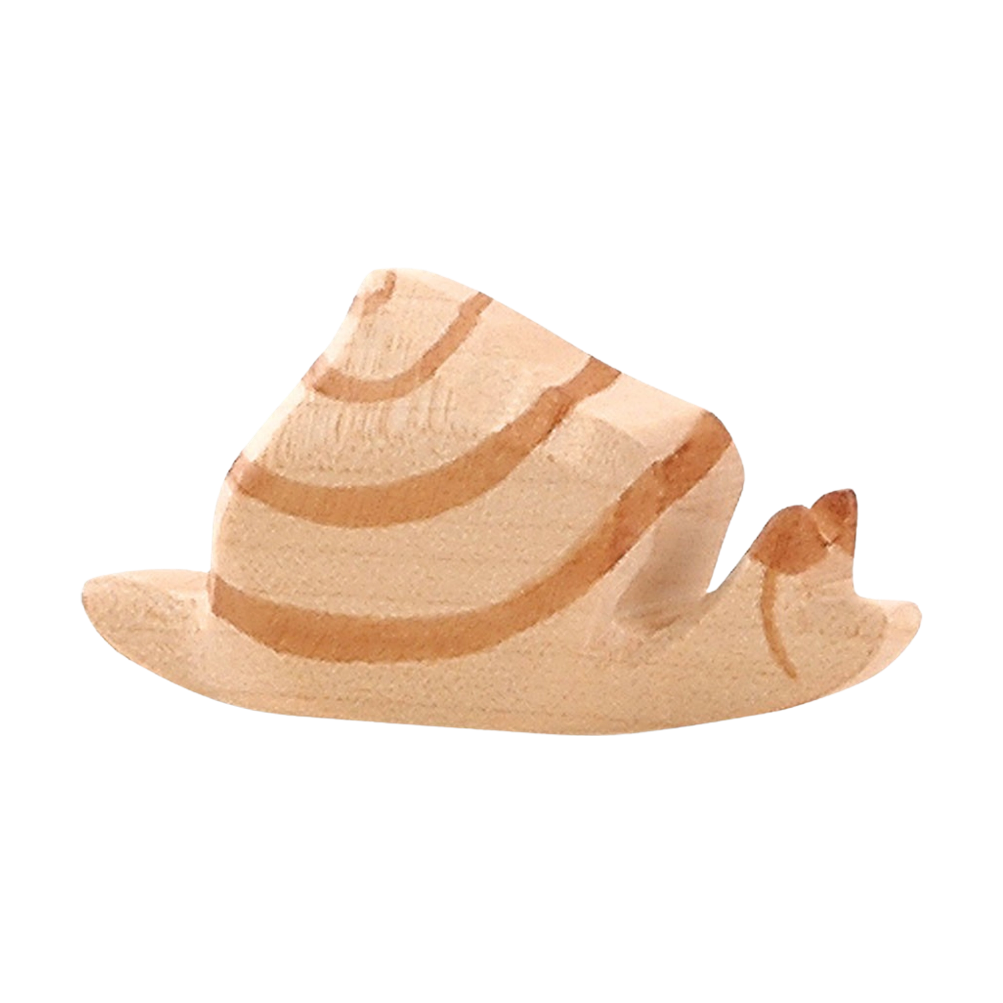 Holztier: Schnecke mit Hut, aus massivem Ahornholz, handbemalt für kreatives Kinderspiel. Ein Produkt von Ostheimer, hergestellt in einer geschützten Werkstätte in Deutschland, ideal für nachhaltige Freude.