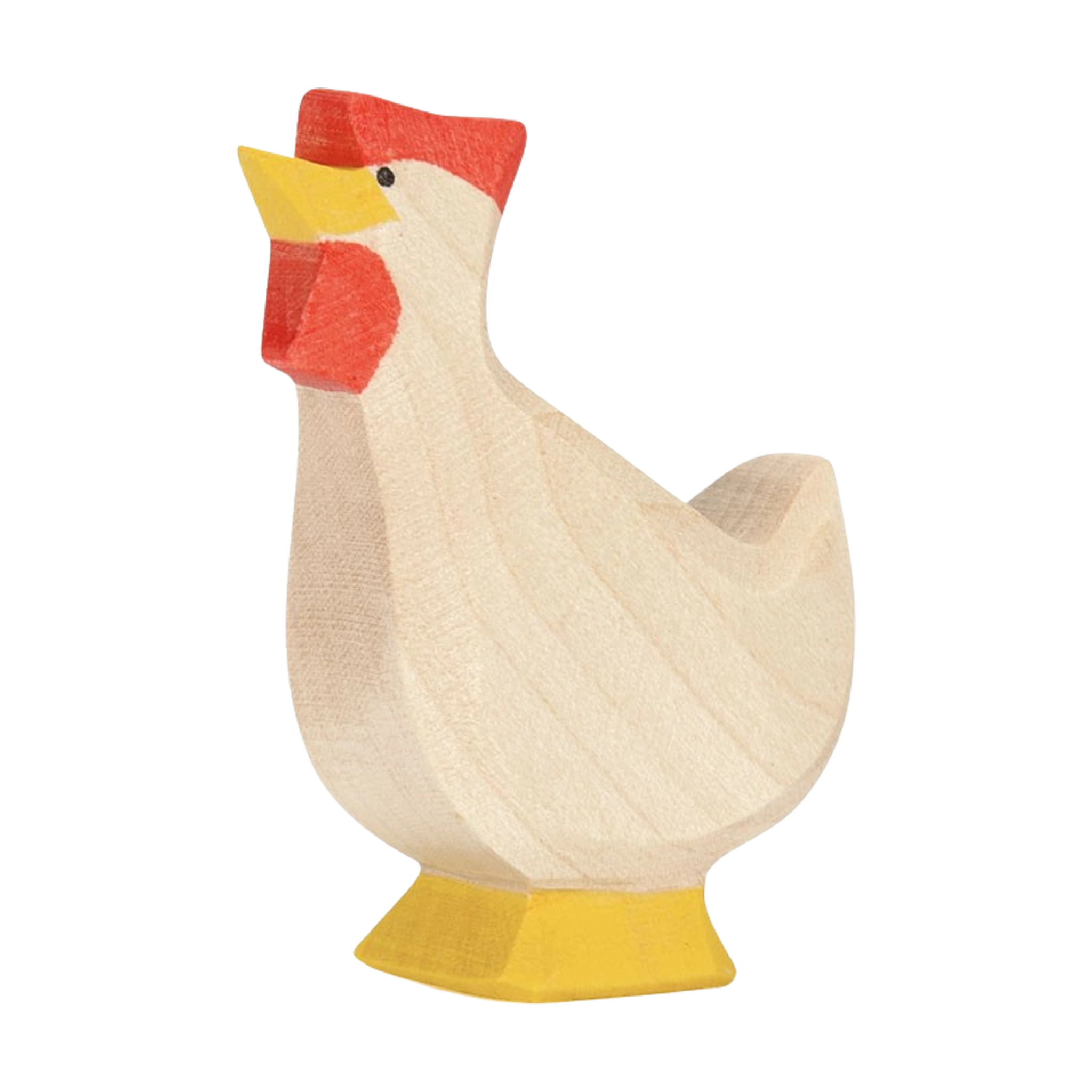 Holztier: Huhn weiß hoch aus massivem Ahornholz, handbemalt, ideal für kreatives Spiel. Perfekt kombinierbar mit anderen Ostheimer Holzfiguren. Gefertigt in einer geschützten Werkstätte in Deutschland.