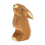 Holztier: Hase Ohr tief, eine handbemalte, detailreiche Holzskulptur aus massivem Ahornholz, ideal für kreatives Spiel, hergestellt in Deutschland. Perfekt kombinierbar mit weiteren Ostheimer Holzfiguren.