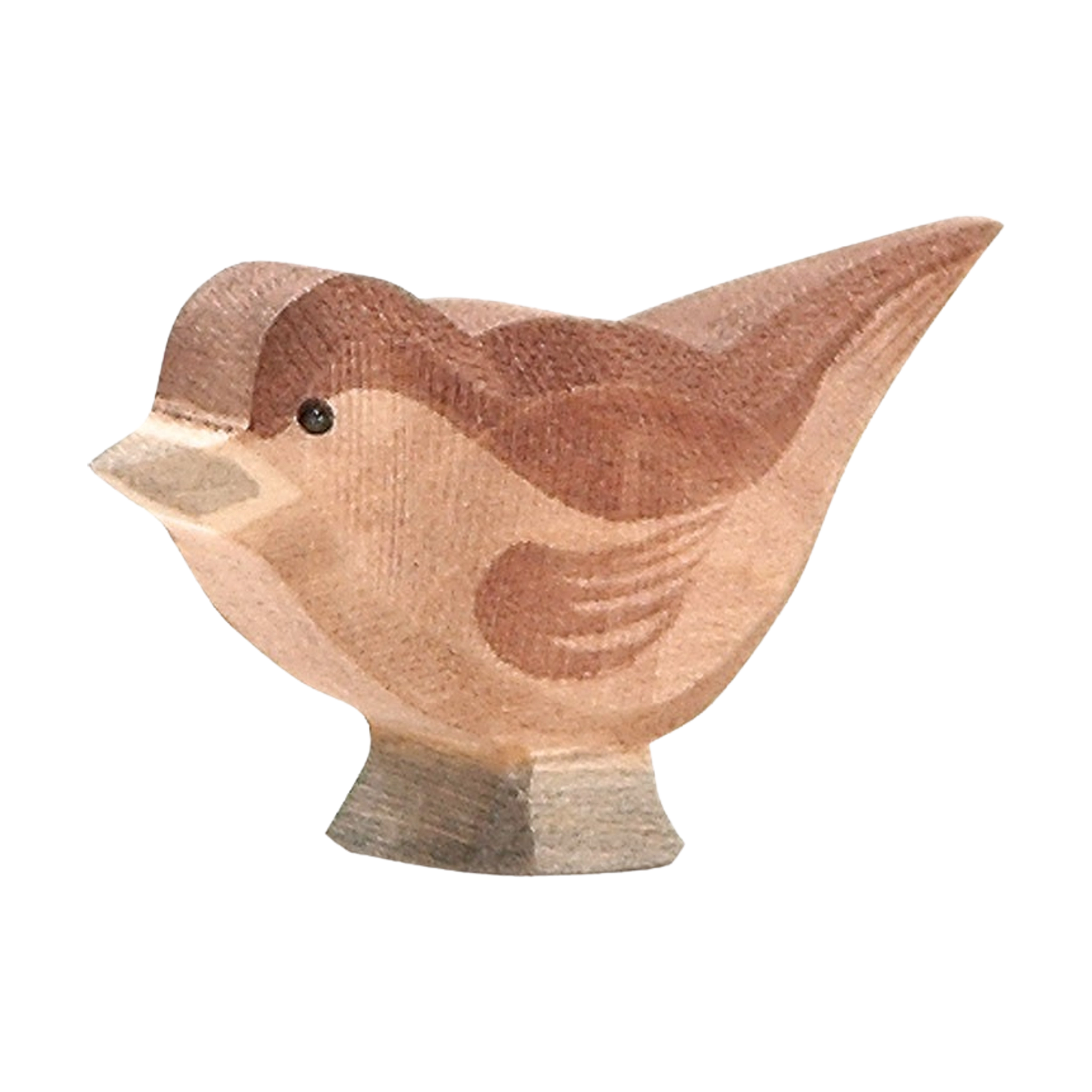 Holztier: Spatz, eine handbemalte Ahornholzskulptur von Ostheimer, ideal für kreatives Spiel. Diese liebevoll gestaltete Figur verkörpert nachhaltiges Design und regionale Handwerkskunst, perfekt für moderne, umweltbewusste Familien.