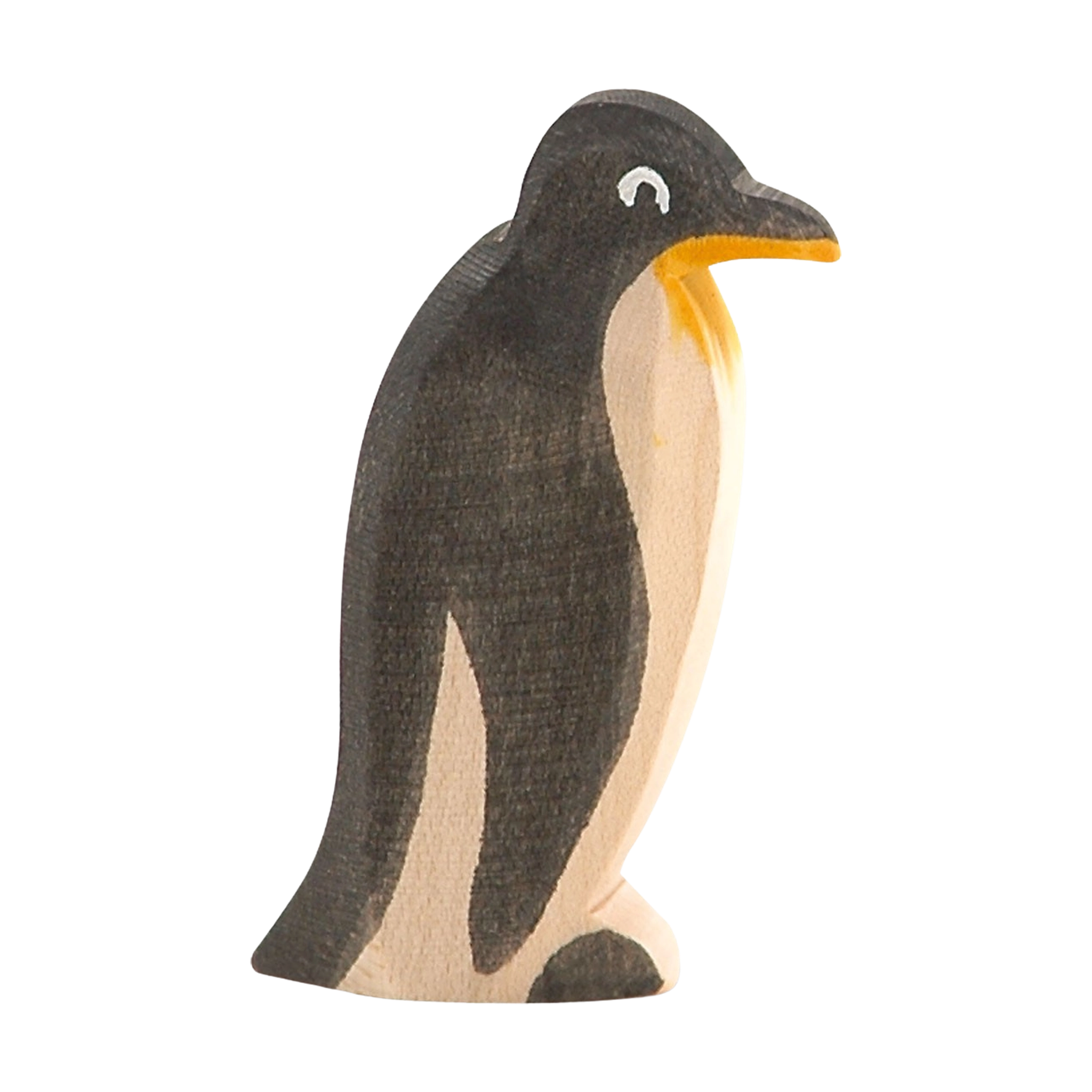 Holztier: Pinguin Schnabel gerade aus massivem Ahornholz, liebevoll handbemalt. Ideal für kreatives Kinderspiel, hergestellt in Deutschland, spiegelt KLICKKLACKs Fokus auf nachhaltige, ästhetische Produkte wider.