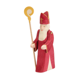 Holzfigur: St. Nikolaus II, eine handbemalte, detailreiche Holzfigur aus massivem Ahorn, ideal für kindliches Rollenspiel. Perfekt kombinierbar mit anderen Ostheimer-Figuren, hergestellt in Deutschland.