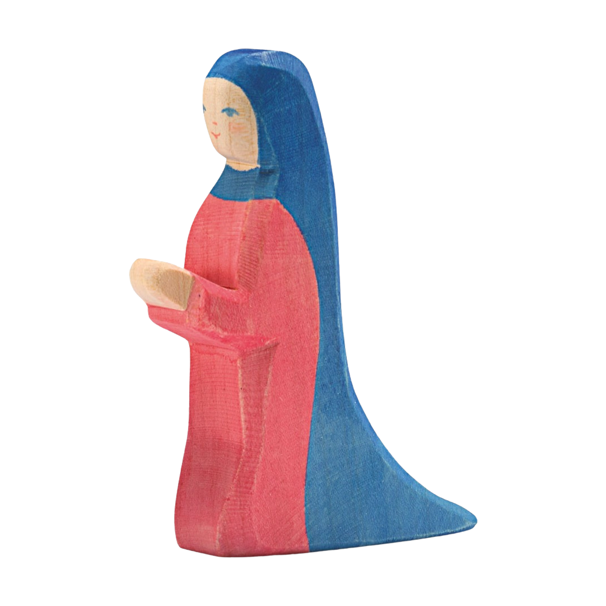 Holzfigur: Maria II – Eine handbemalte, stilisierte Holzfigur aus massivem Ahorn, die eine Frau darstellt. Ideal für kreatives Spiel, gefertigt in Deutschland, verkörpert nachhaltiges Design von KLICKKLACK.