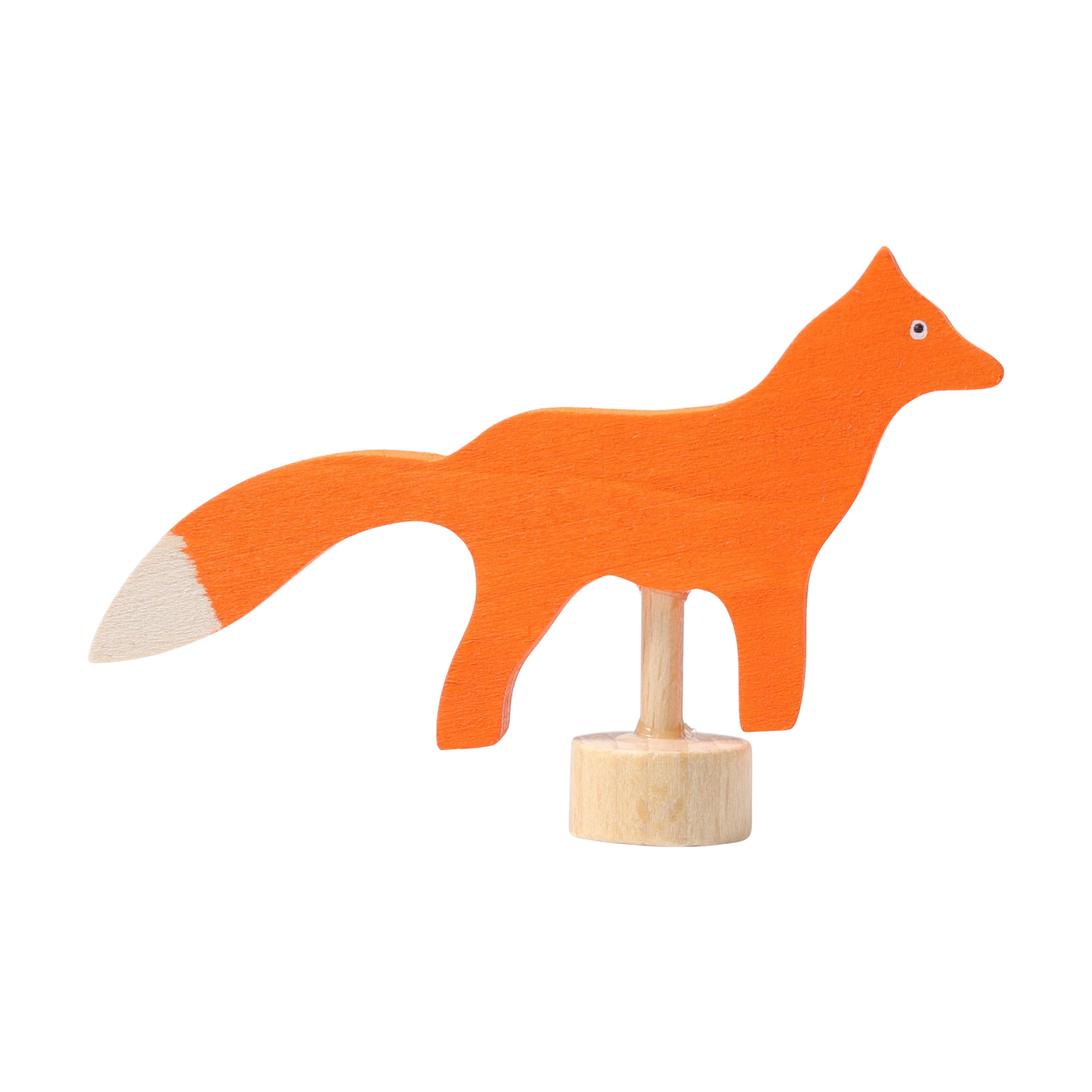 Steckfigur: Fuchs – Handbemalter Holzfuchs auf einem Ständer, ideal zur Dekoration von Festtagstischen. Kombinierbar mit anderen Steckfiguren, hergestellt in einer deutschen Manufaktur.