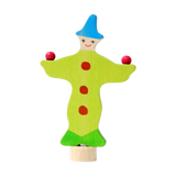 Steckfigur: Jonglier-Clown aus handbemaltem Lindenholz, ideal zur Dekoration von Geburtstags- und Feiertagstischen. Kombinierbar mit weiteren Steckfiguren, hergestellt in einer deutschen Manufaktur.