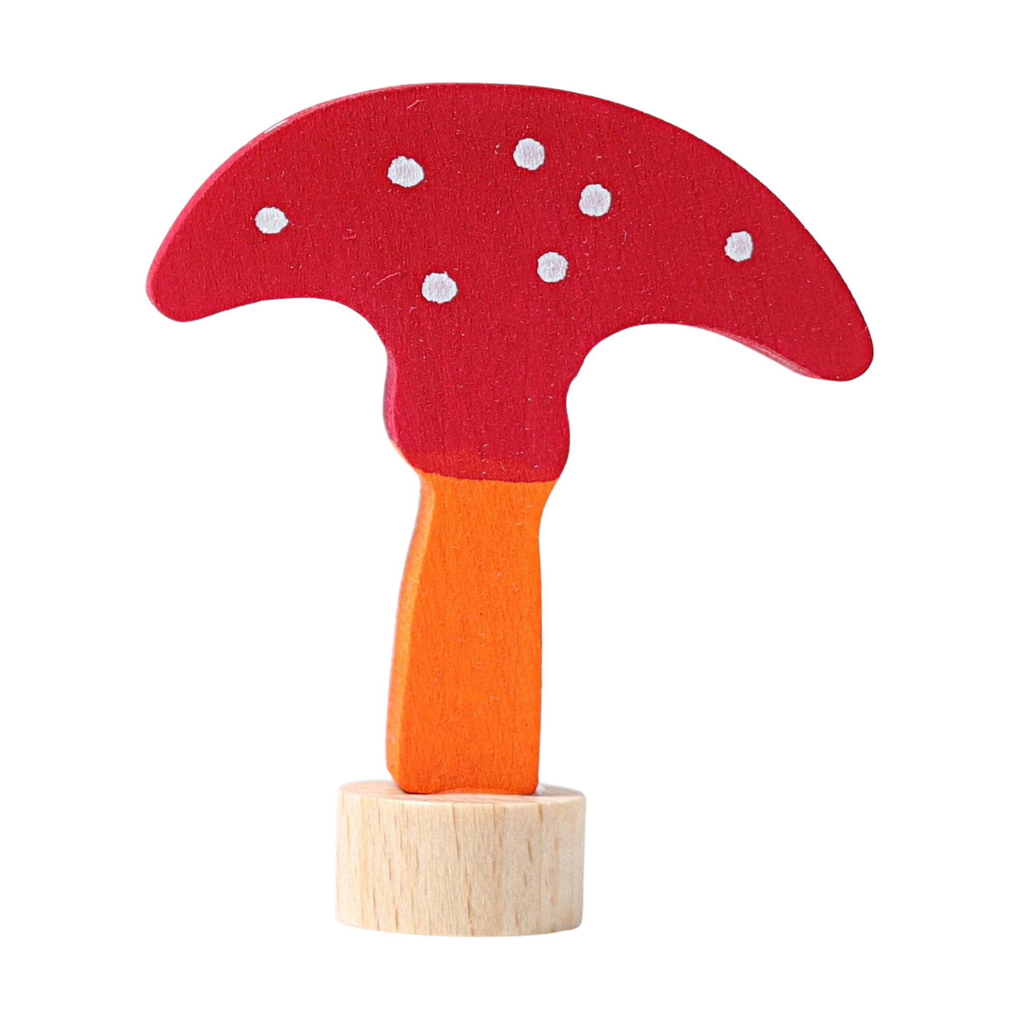 Steckfigur: Pilz aus handbemaltem Lindenholz, ideal zur Dekoration von Geburtstags- und Feiertagstischen. Kombinierbar mit weiteren Figuren, hergestellt in einer kleinen deutschen Manufaktur.