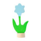 Steckfigur: Blaue Blume, handbemalt aus Lindenholz, ideal für die Dekoration von Festtagstischen. Kombinierbar mit anderen Elementen, gefertigt in einer deutschen Manufaktur, vereint Ästhetik und Nachhaltigkeit.