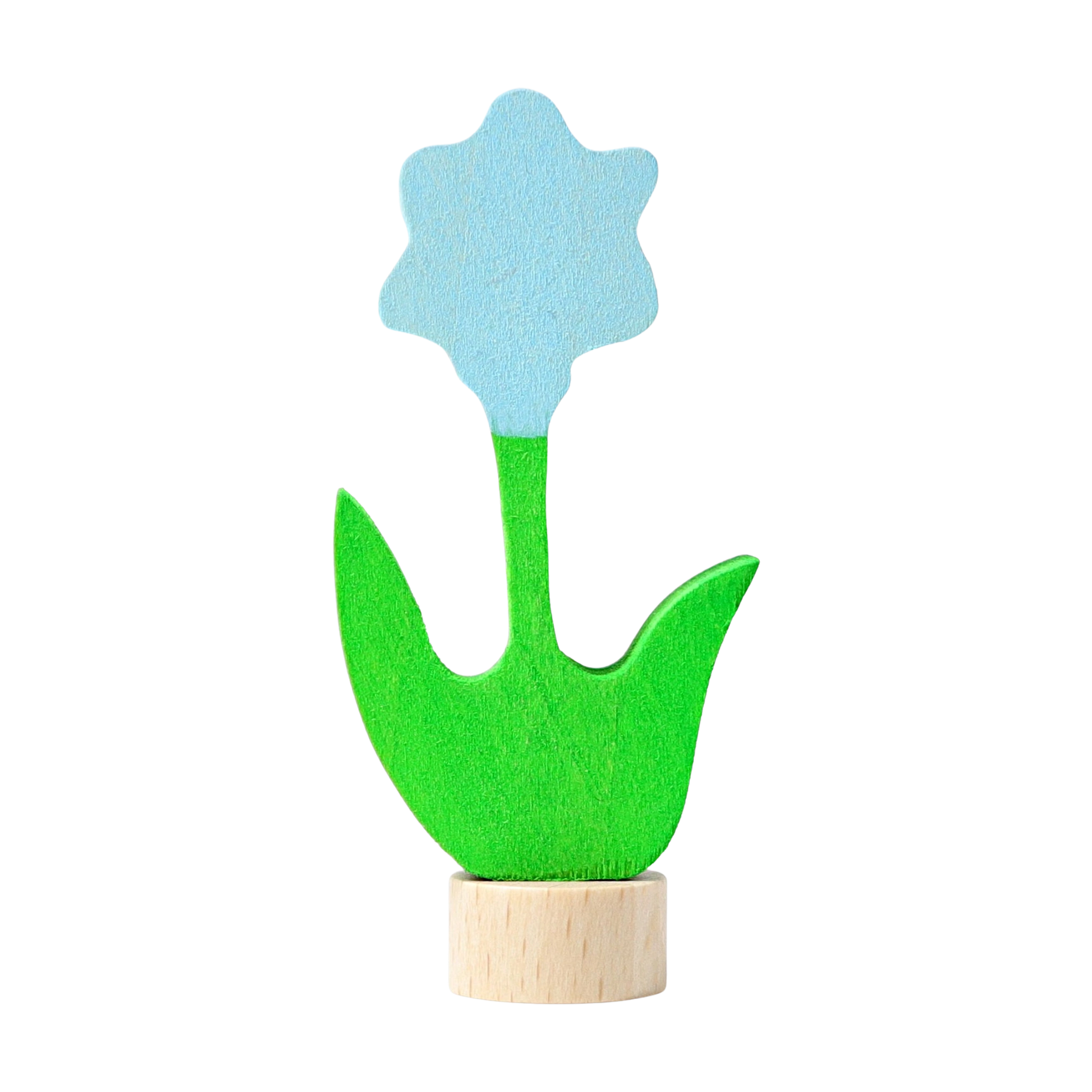 Steckfigur: Blaue Blume, handbemalt aus Lindenholz, ideal für die Dekoration von Festtagstischen. Kombinierbar mit anderen Elementen, gefertigt in einer deutschen Manufaktur, vereint Ästhetik und Nachhaltigkeit.