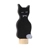 Steckfigur: Schwarze Katze aus handbemaltem Lindenholz, ideal zur Dekoration von Geburtstags- und Feiertagstischen, gefertigt in einer deutschen Manufaktur, kombiniert Ästhetik mit nachhaltigem Design von KLICKKLACK.