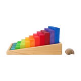 Freies Spiel: Kleine Stufenzählstäbe aus lasiertem Lindenholz, bestehend aus 100 Bauklötzen im Holzrahmen, fördert räumliches Denken und Mathematik, hergestellt in einer deutschen Manufaktur.