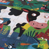 Puzzle: Moo - 36-teiliges Bauernhof-Puzzle mit Tiermotiven. Große, leicht greifbare Teile aus FSC-Papier und recyceltem Karton, ideal für Kinder ab 3 Jahren, handgefertigt in Spanien.