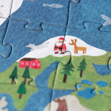 Puzzle: Entdecke die Welt - ein 200-teiliges Weltkarten-Puzzle mit Santa Claus und Rentieren, hergestellt aus FSC-Papier und recyceltem Karton, ideal für Kinder ab 6 Jahren.