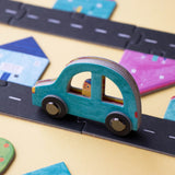 Gesellschaftsspiel: Roads – Ein kreatives Legespiel aus FSC-Papier und recyceltem Karton, mit Anleitung und 6 Autos. Perfekt für Familienspiel oder Solospiel, hergestellt in einer spanischen Manufaktur.