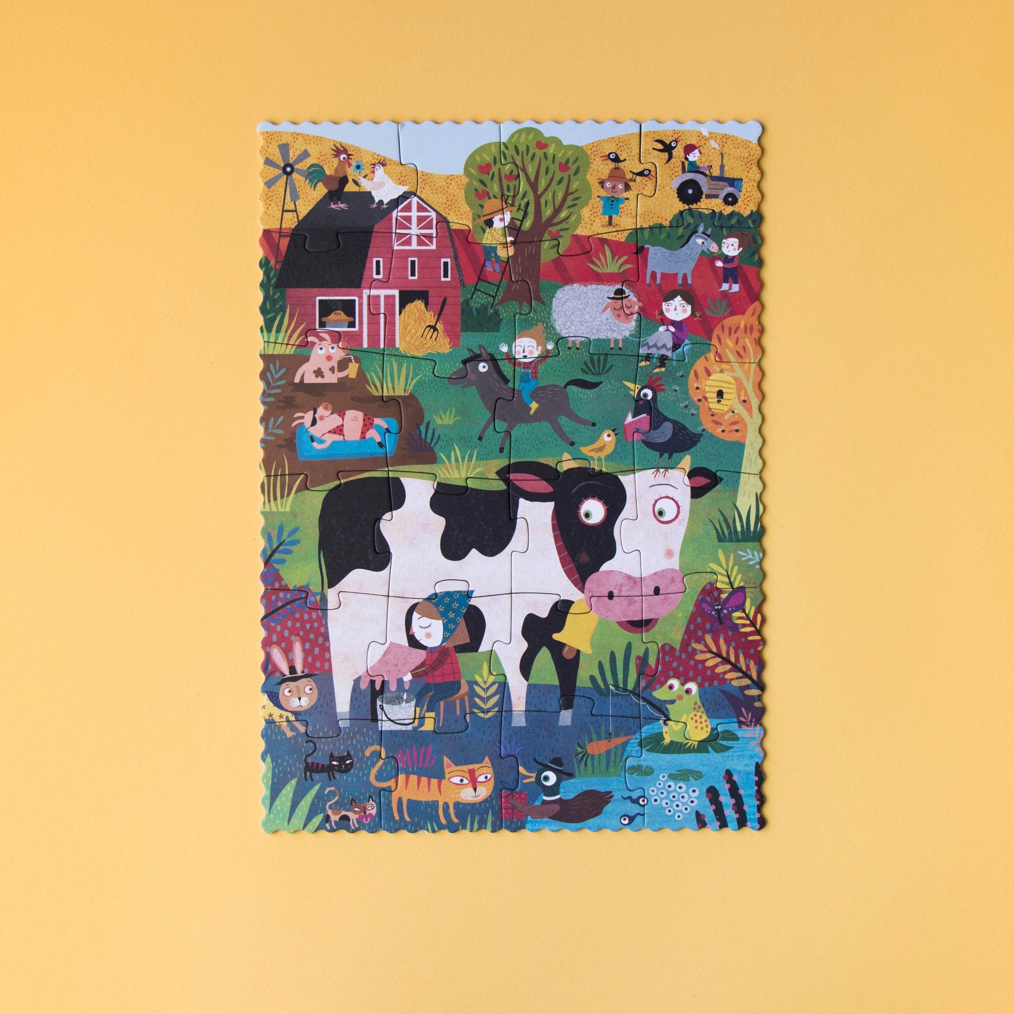 Taschenpuzzle: My little farm – Ein 24-teiliges Puzzle mit Tierszenen und Menschen, ideal für Kinder ab 3 Jahren, aus nachhaltigem FSC-Papier und recyceltem Karton, perfekt für unterwegs.