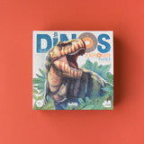 Puzzle: Dinos Explorer - Eine Puzzlebox mit Dinosaurier-Motiv, bestehend aus 350 Teilen, inklusive 3 Entdecker-Scheiben. Ideal für Kinder ab 8 Jahren, nachhaltig produziert in Spanien.