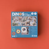 Puzzle: Dinos Explorer, 350-teilig, zeigt Dinosaurier auf der Verpackung. Enthält 3 Entdecker-Scheiben zur Erkundung, geeignet für Kinder ab 8 Jahren, hergestellt in Spanien aus nachhaltigen Materialien.