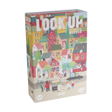 Puzzle & Erzählspiel: Look up, ein 100-teiliges Set mit Straßenszene und verschiedenen Cartoon-Elementen, ideal für kreative Geschichten und Beobachtung, geeignet für Kinder ab 5 Jahren, nachhaltig hergestellt in Spanien.