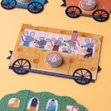 Puzzle: My little train mit 10 dreiteiligen Waggon-Puzzles, illustriert mit Cartoon-Tieren und Zahlen. Aus FSC-Papier und recyceltem Karton, ideal für Kinder ab 2 Jahren.