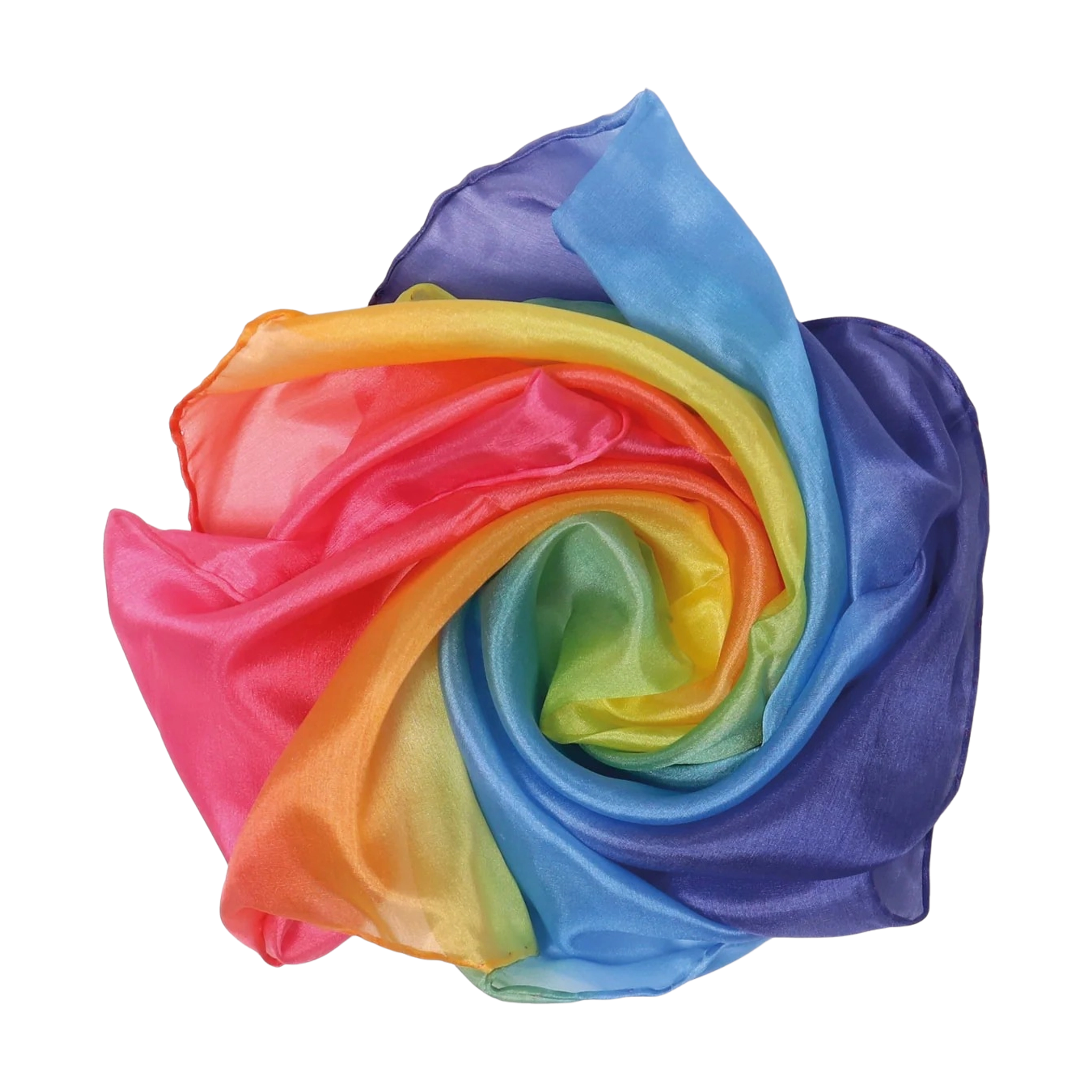 Freies Spiel: Spielseide Regenbogen, eine handgefertigte, leicht schimmernde Seide in Regenbogenfarben, ideal für kreatives Rollenspiel und Verkleidung, verkörpert ästhetische und nachhaltige Werte von KLICKKLACK.