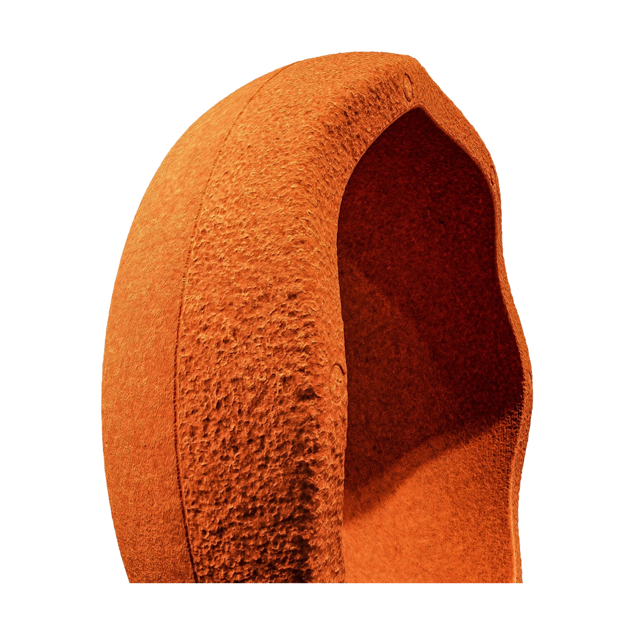 Stapelstein: Orange - Filz-Wollhöhle in Eiform, ideal für Katzen und kleine Hunde. Der Eingang führt in ein weiches, gemütliches Inneres. Perfekt für moderne, nachhaltige Wohnräume von KLICKKLACK.