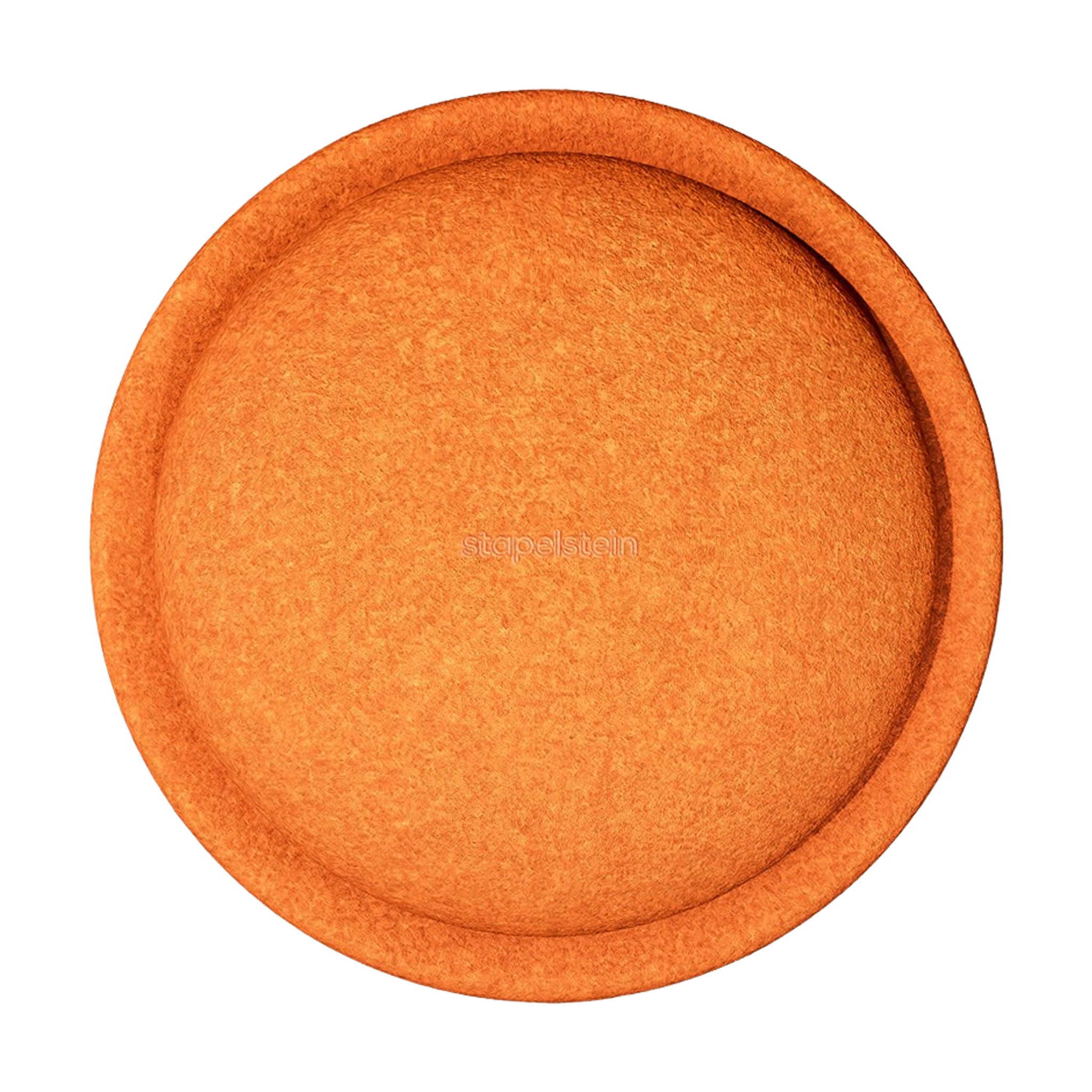 Stapelstein: Orange ist ein runder, flacher Filzuntersetzer mit leicht erhöhtem Rand und dezent geprägtem stapelstein Schriftzug in der Mitte, passend zum modernen, nachhaltigen Design von KLICKKLACK.