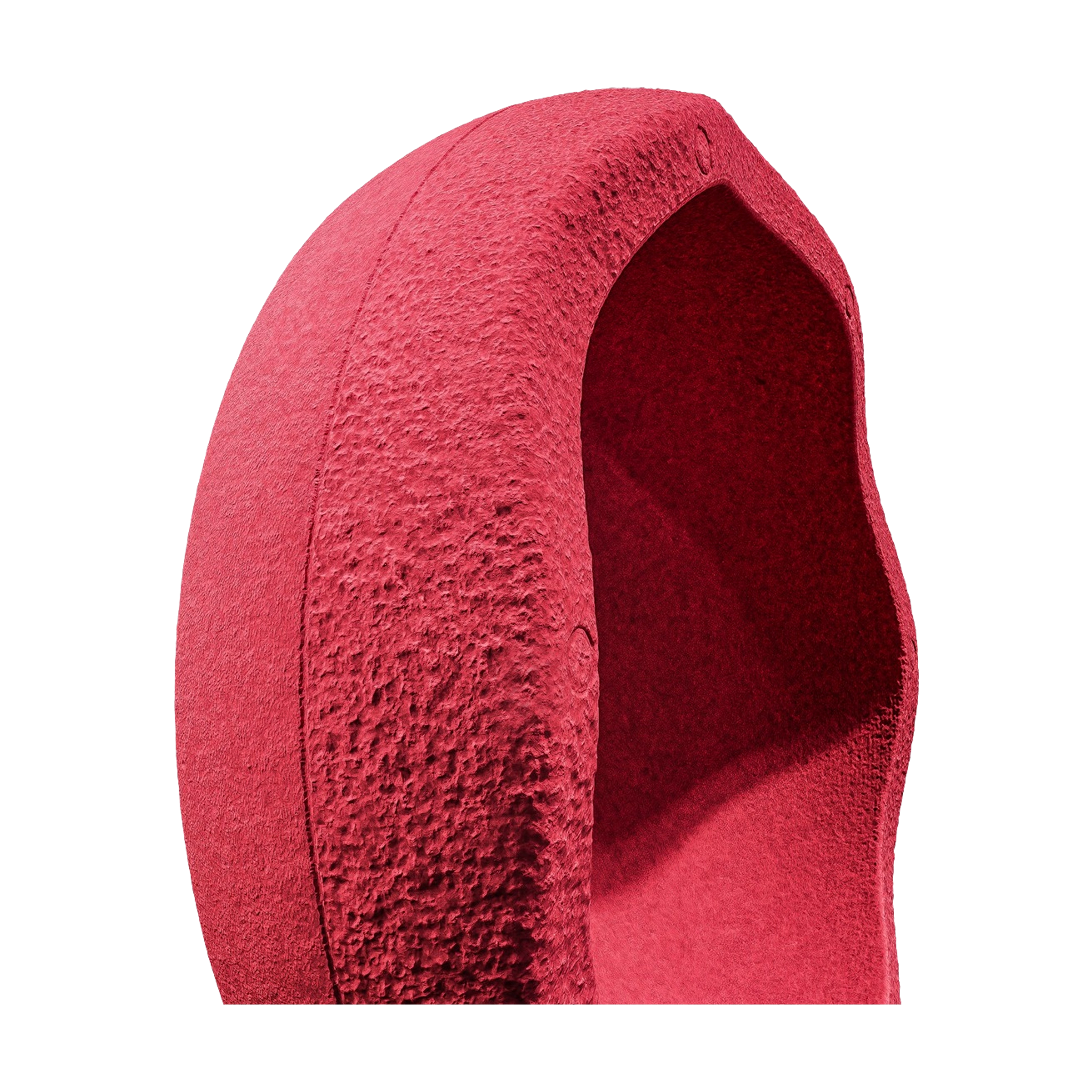 Stapelstein: Rot, ein geformtes Filzpod in Eierform, bietet vielseitige Nutzungsmöglichkeiten. Perfekt als Katzenhöhle oder akustische Privatsphäre-Pod, verkörpert es KLICKKLACKs nachhaltige und ästhetisch ansprechende Produktphilosophie.