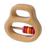 Klipp-Klapp Rot: Holz-Greifling mit rundem Dreiecksrahmen, geöltem Erlenholz und vier beweglichen Holzperlen in Rot- und Gelbtönen. Fördert Babys Feinmotorik. Hergestellt in einer deutschen Manufaktur.