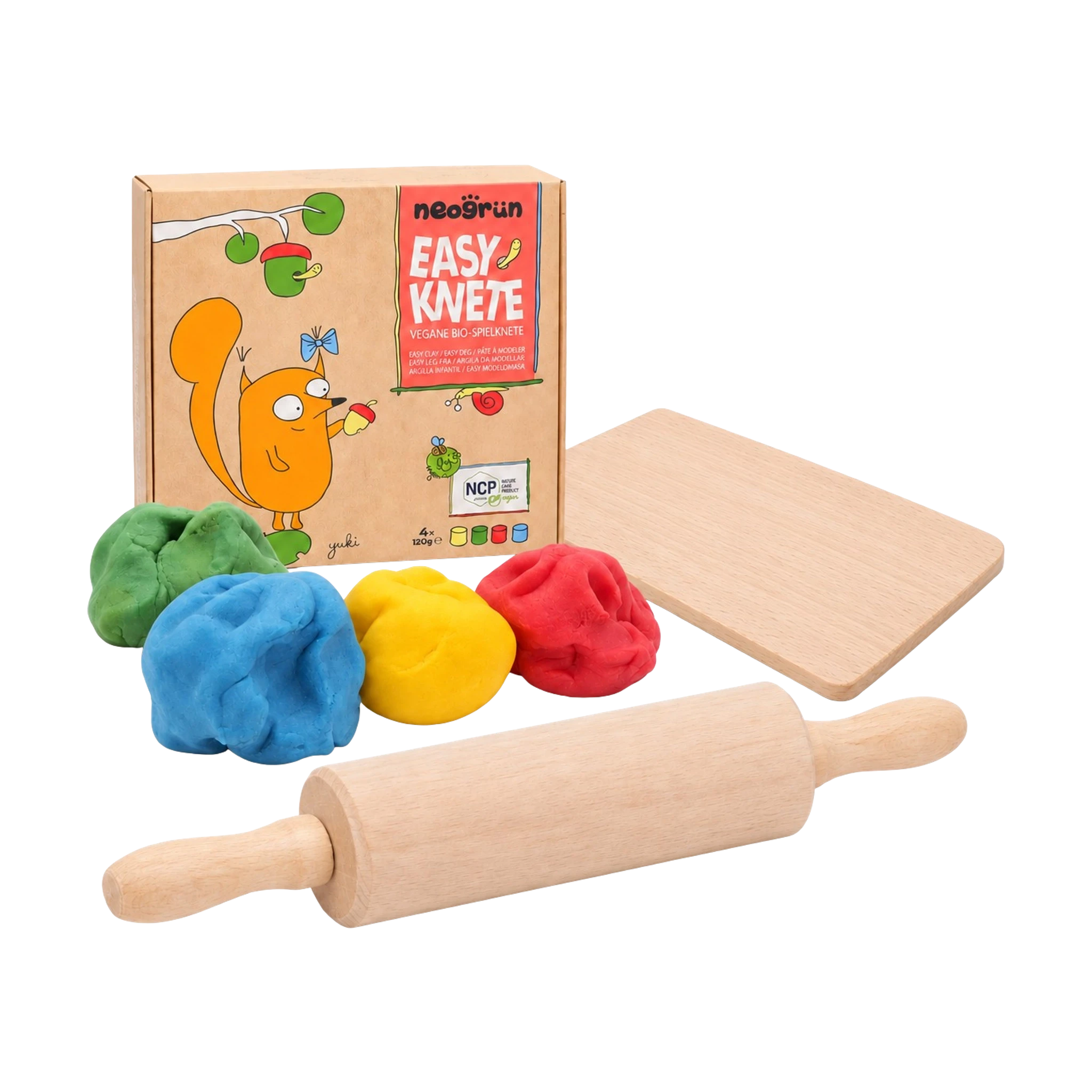 Set Kleine Knetwerkstatt mit Spielknete, Nudelholz und Frühstücksbrett