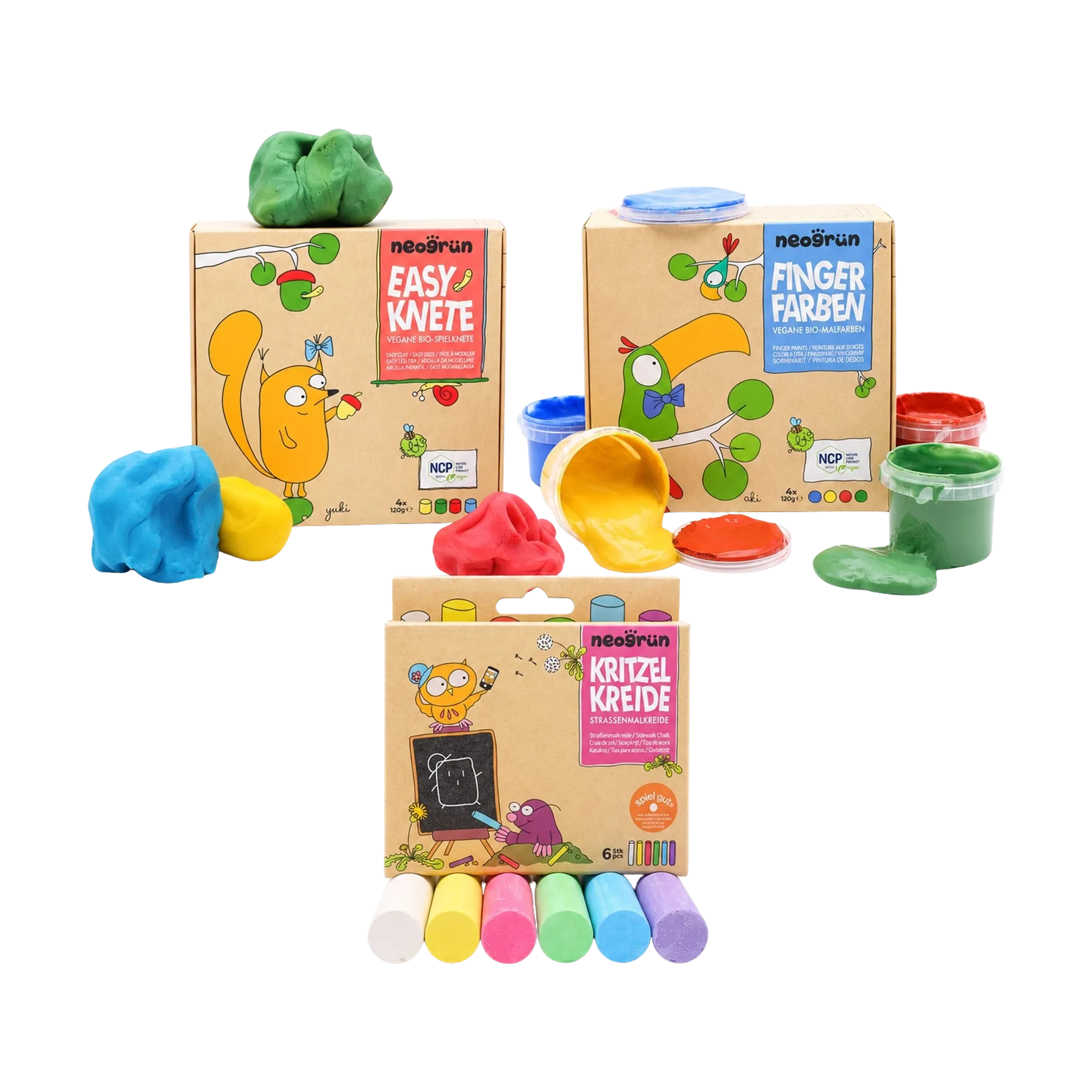 Set Kleine Künstler mit Spielknete, Fingerfarben und Kritzelkreide