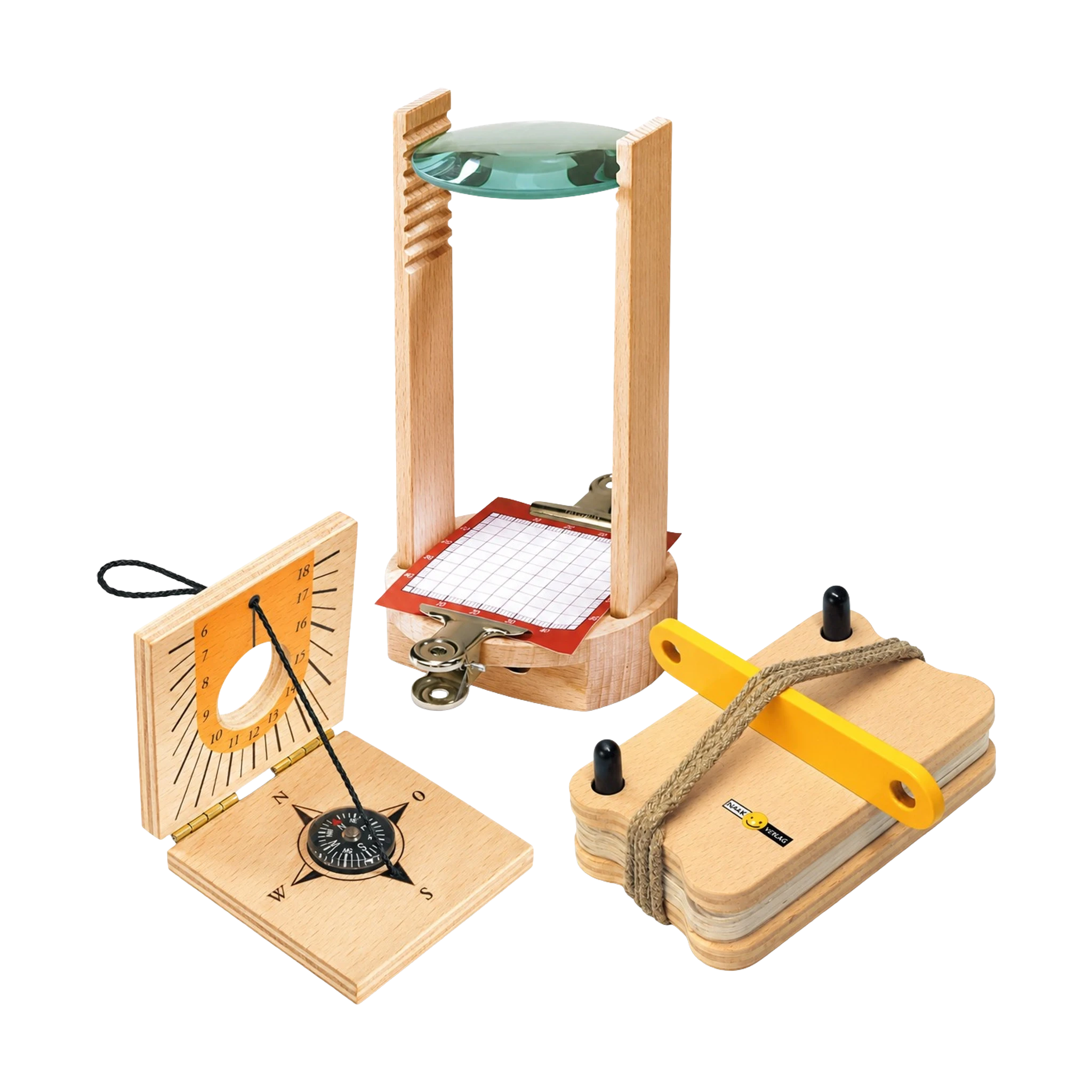 Set Kleine Naturforscher mit Mikroskop, Blätterpresse und Sonnenuhr