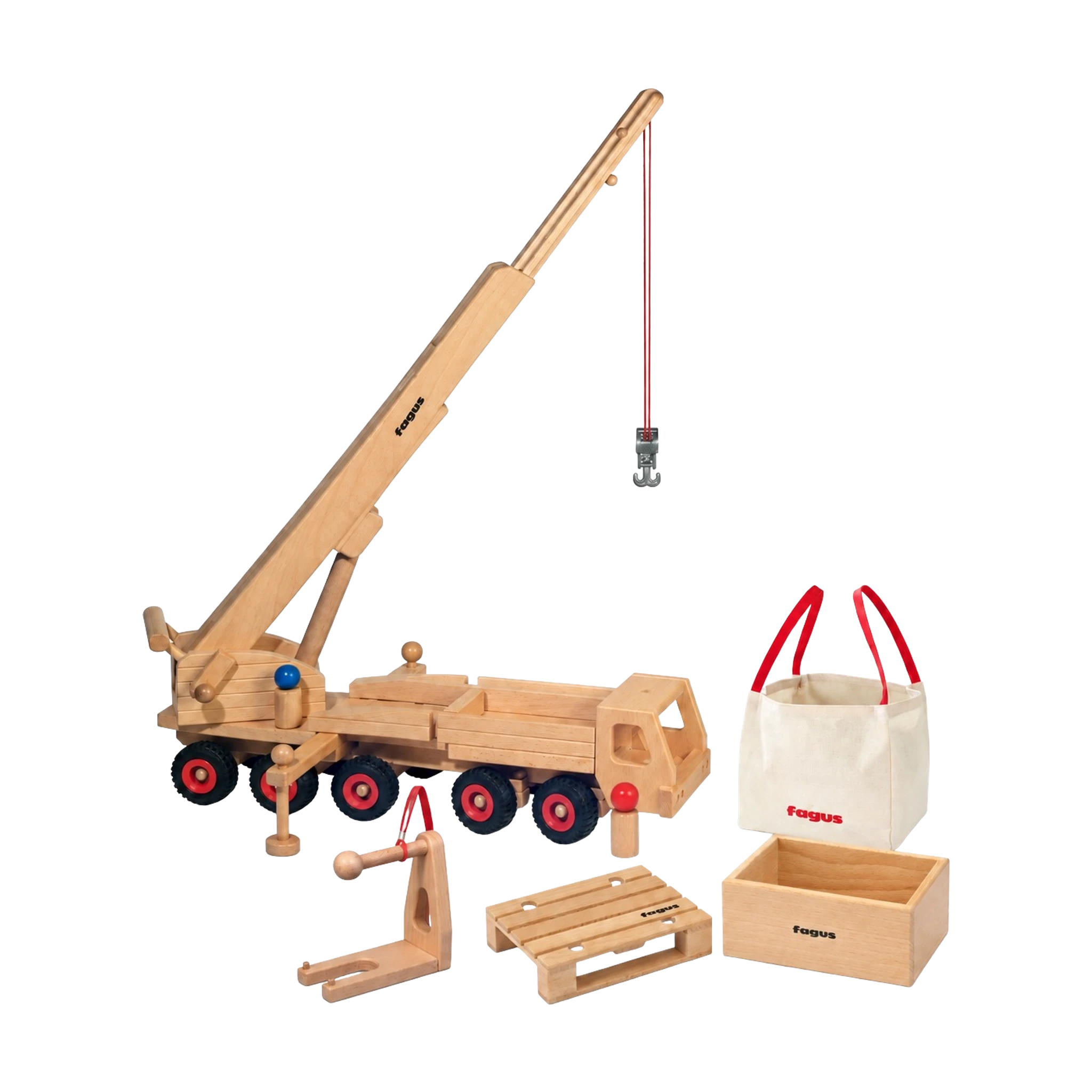 Set Mobile Baustelle mit Mobilkran, Ladegabel und Baustellenzubehör