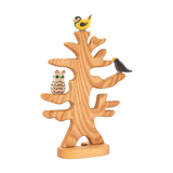 Set Vogelgezwitscher mit Vogelbaum, Eule, Meise und Amsel aus Holz