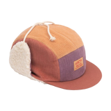 Wintermütze Robin cortina aus Cord in Flieder, Rot und Beige