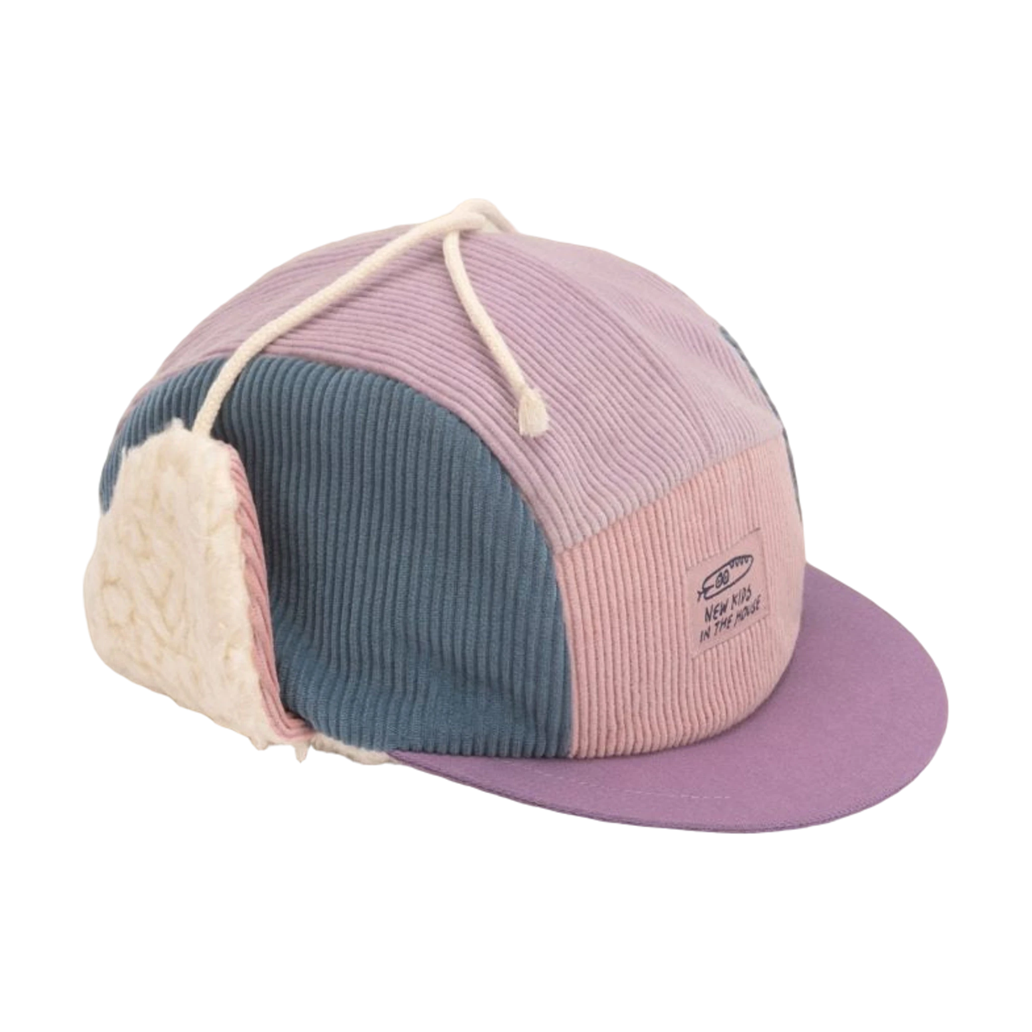 Wintermütze Robin aurora aus Cord in Rosa, Blau und Flieder