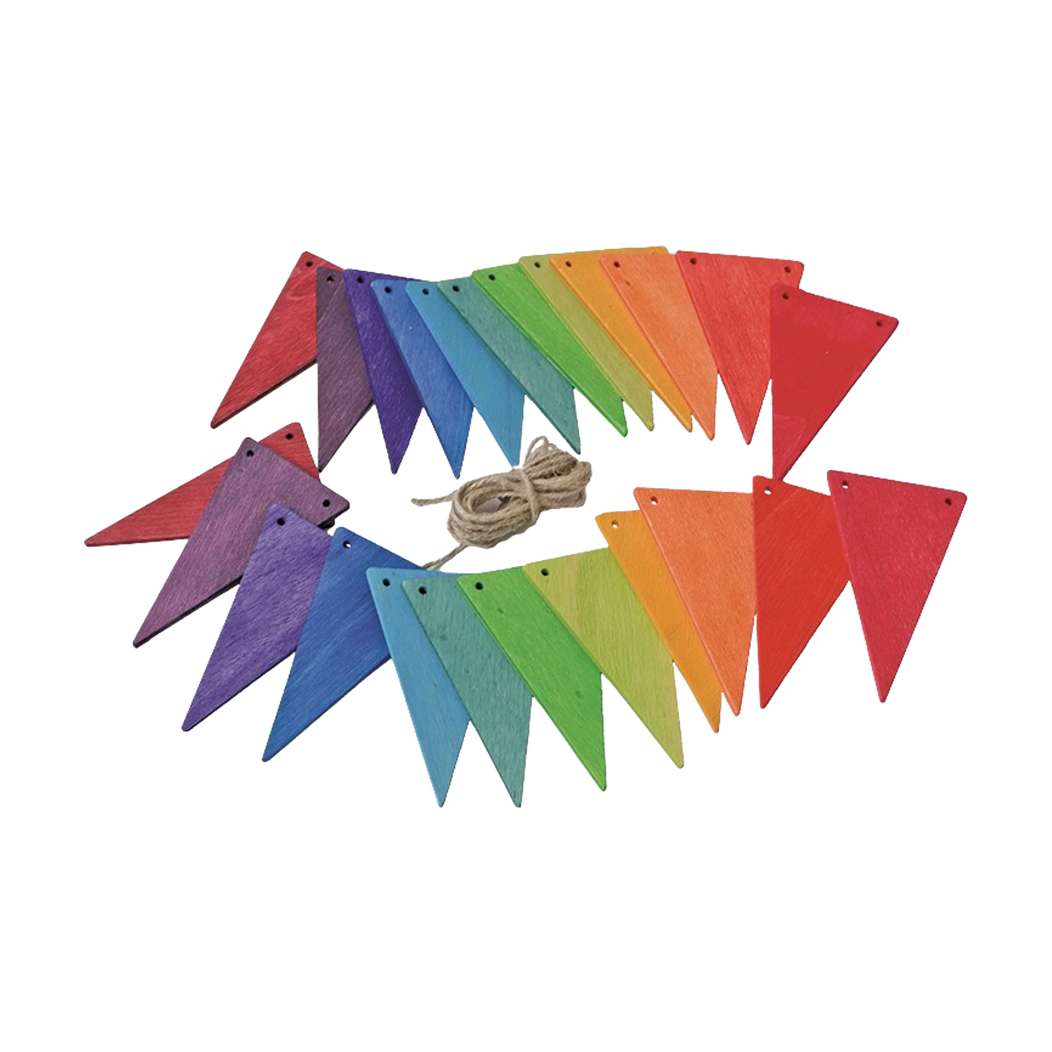 Freies Spiel: Wimpelkette Regenbogen zeigt 24 bunte, lasierte Sperrholz-Wimpel, ideal zum Selbstfädeln. Inklusive Schnur, perfekt für Geburtstage oder als dekoratives Element im Kinderzimmer. Hergestellt in Deutschland.